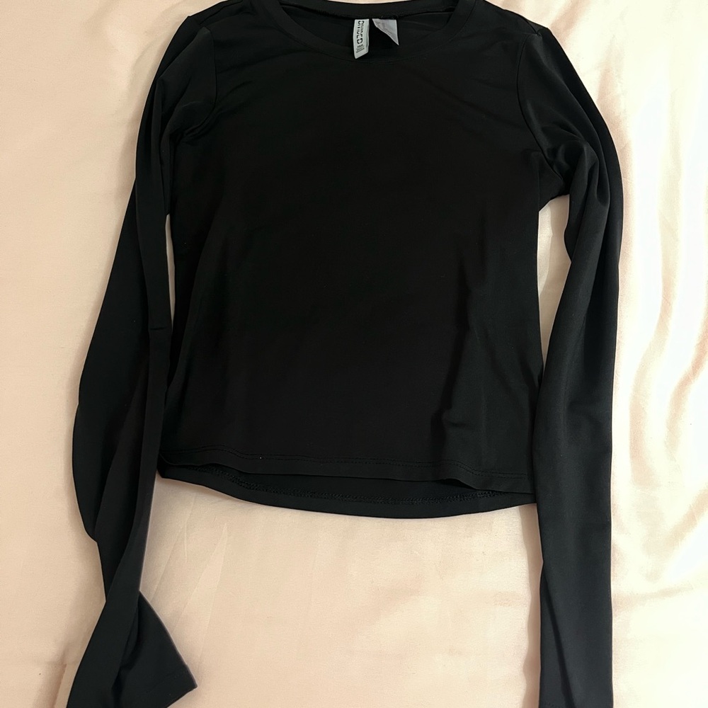 H&M Black Fitted Long Sleeve T-Shirt